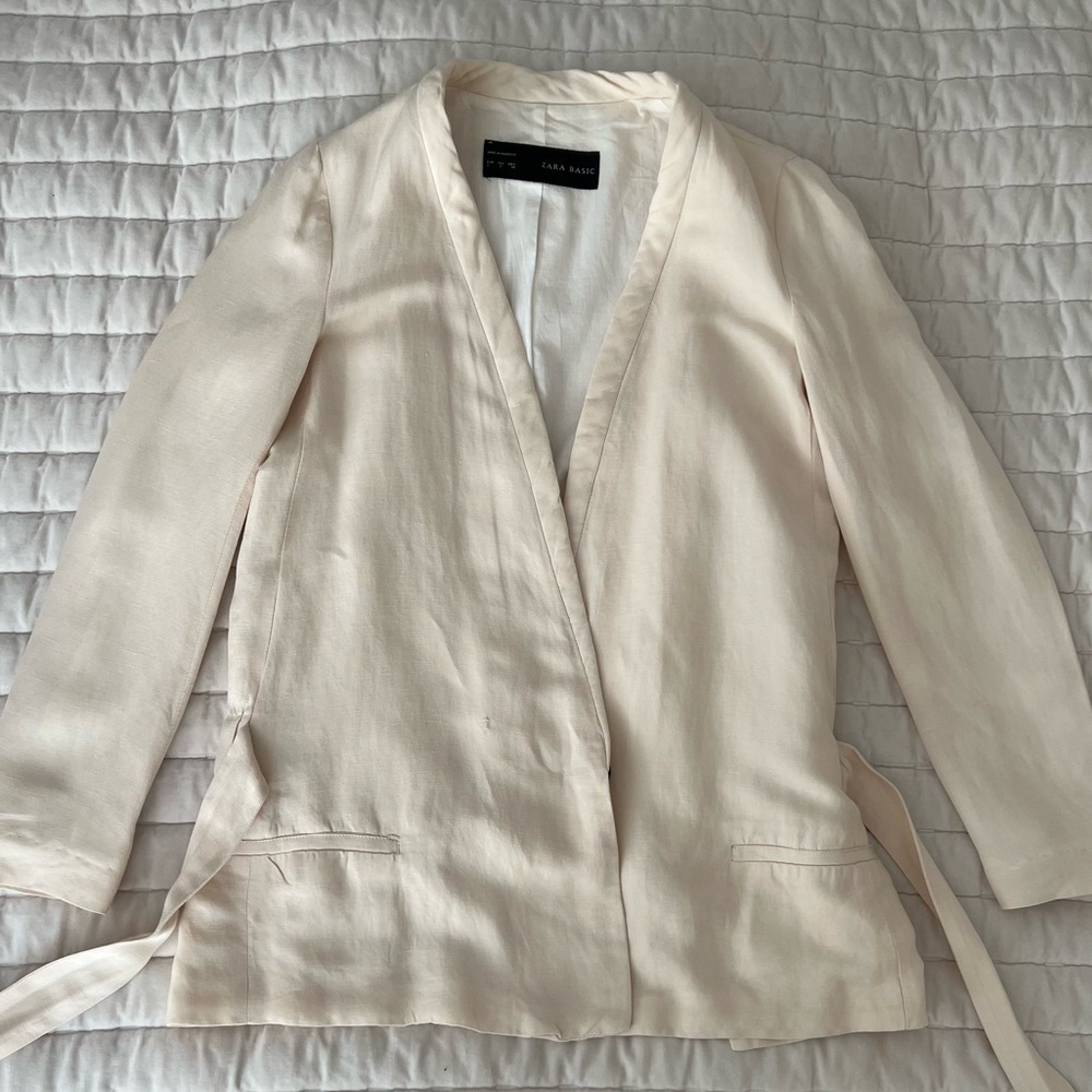 ZARA Kimono Style Jacket Blazer in Cream Cotton size Small - Picture 9 of 15